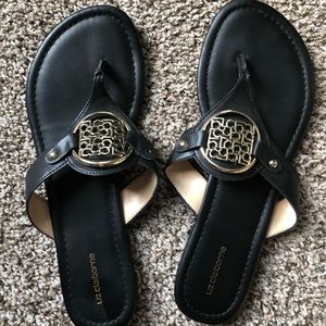 Liz Claiborne black and gold sandals